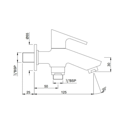 Jaquar WC Area 2 Way Bib Tap Lyric LYR-CHR-38041 - Chrome