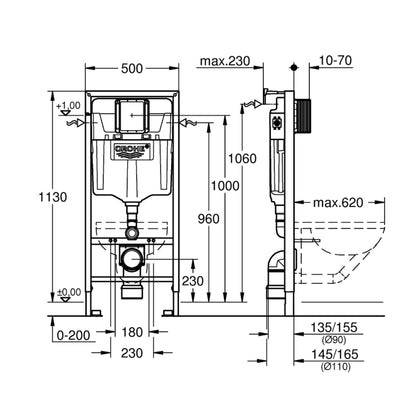 Grohe Rapid SL Concealed Wall Mounted Cistern Full Frame 38536001 - White