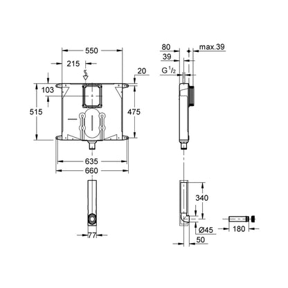 Grohe Concealed Wall Mounted Cistern Without Frame 38986000 - White