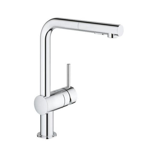 Grohe Table Mounted Pull-Out Kitchen Sink Mixer Minta M30274000 with Extractable Hand Shower Spout in Chrome Finish