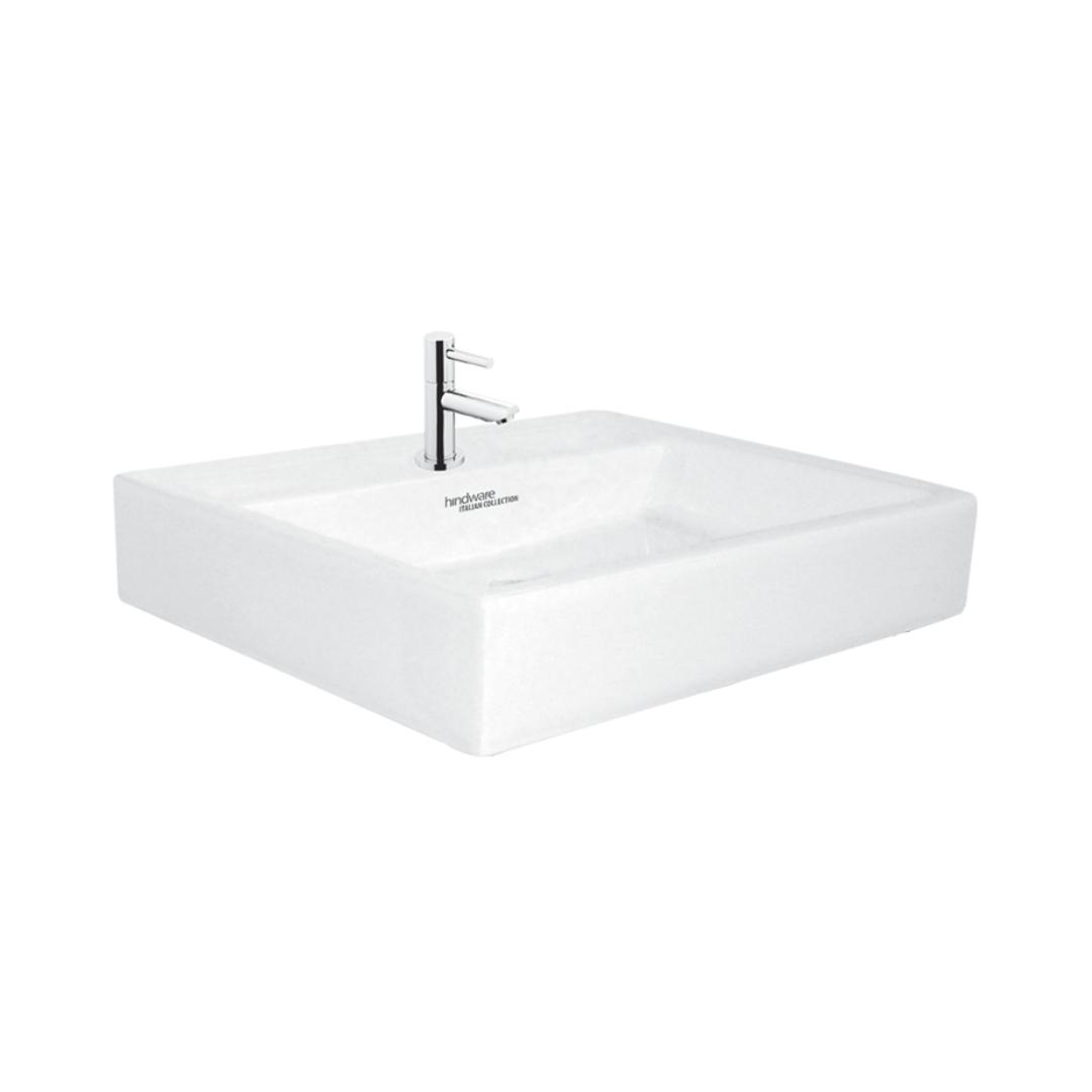 Hindware - Table Top Rectangle White Wash Basin - MAGNA 10079 by Decure.in