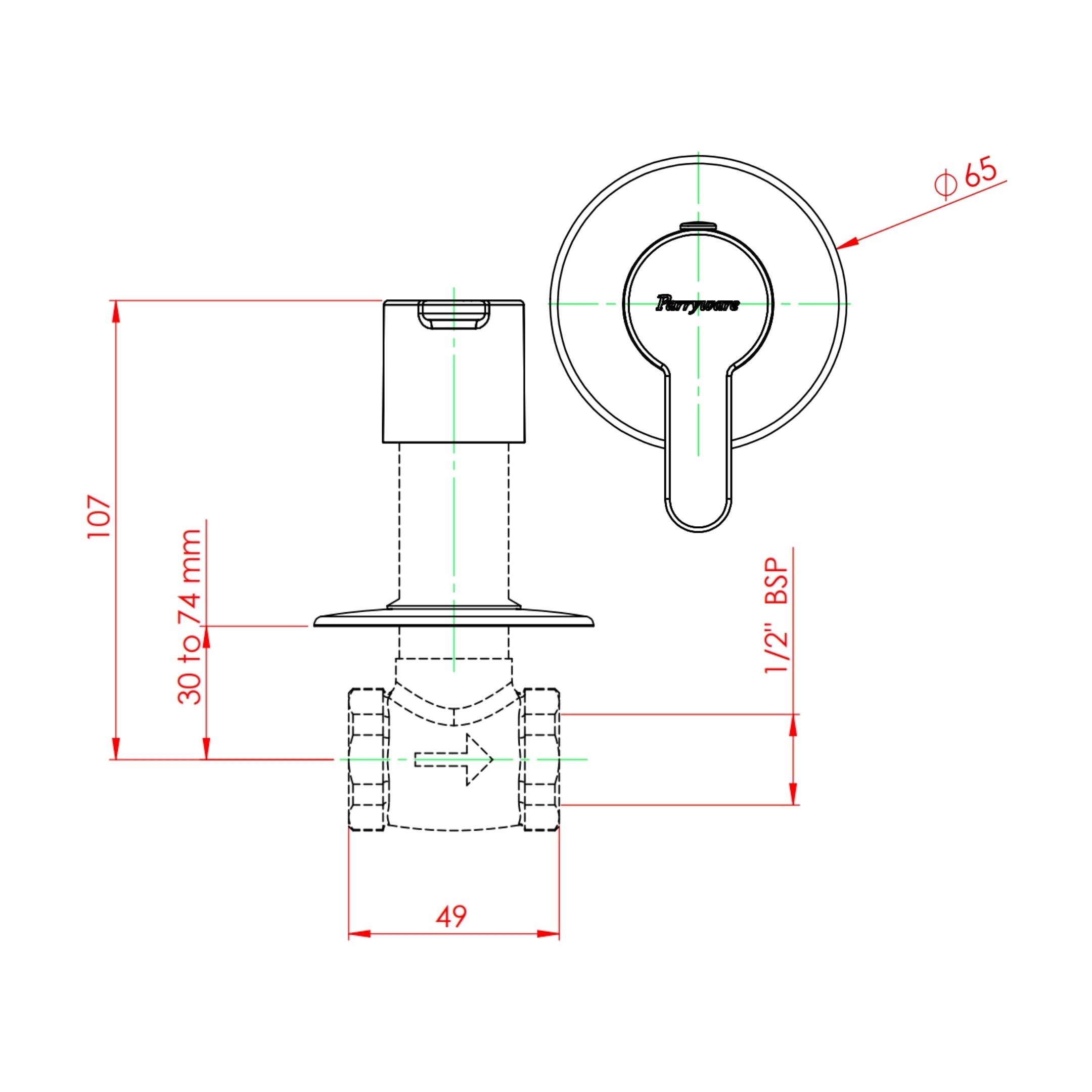Parryware 2 Way Diverter Claret G5250A1 - Chrome Finish on Decure.in