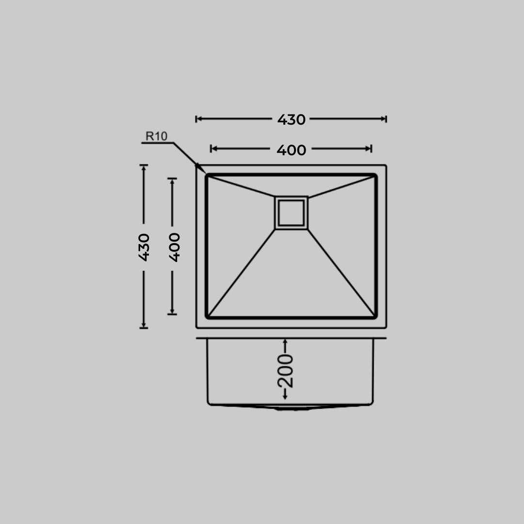 Carysil Stainless Steel Sink Micro Radius R 10 MICRO RADIUS R 10 PVD FINISH SINGLE BOWL 17 X 17 X 8 ( 17 x 17 inches ) - Gun Metal