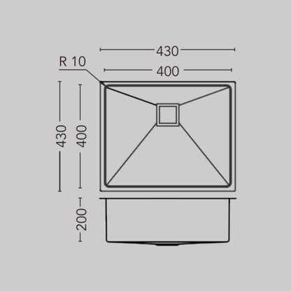 Carysil Stainless Steel Sink Micro Radius R 10 MICRO RADIUS R 10 SINGLE BOWL 17 X 17 X 8 ( 17 x 17 inches ) - Matt