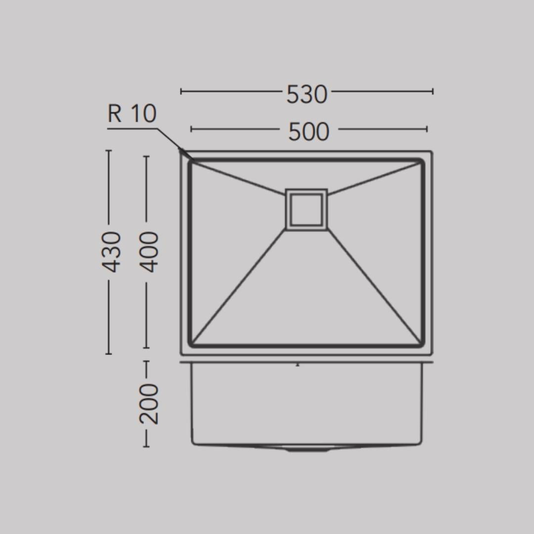 Carysil Stainless Steel Sink Micro Radius R 10 MICRO RADIUS R 10 SINGLE BOWL 21 X 17 X 8 ( 21 x 17 inches ) - Matt
