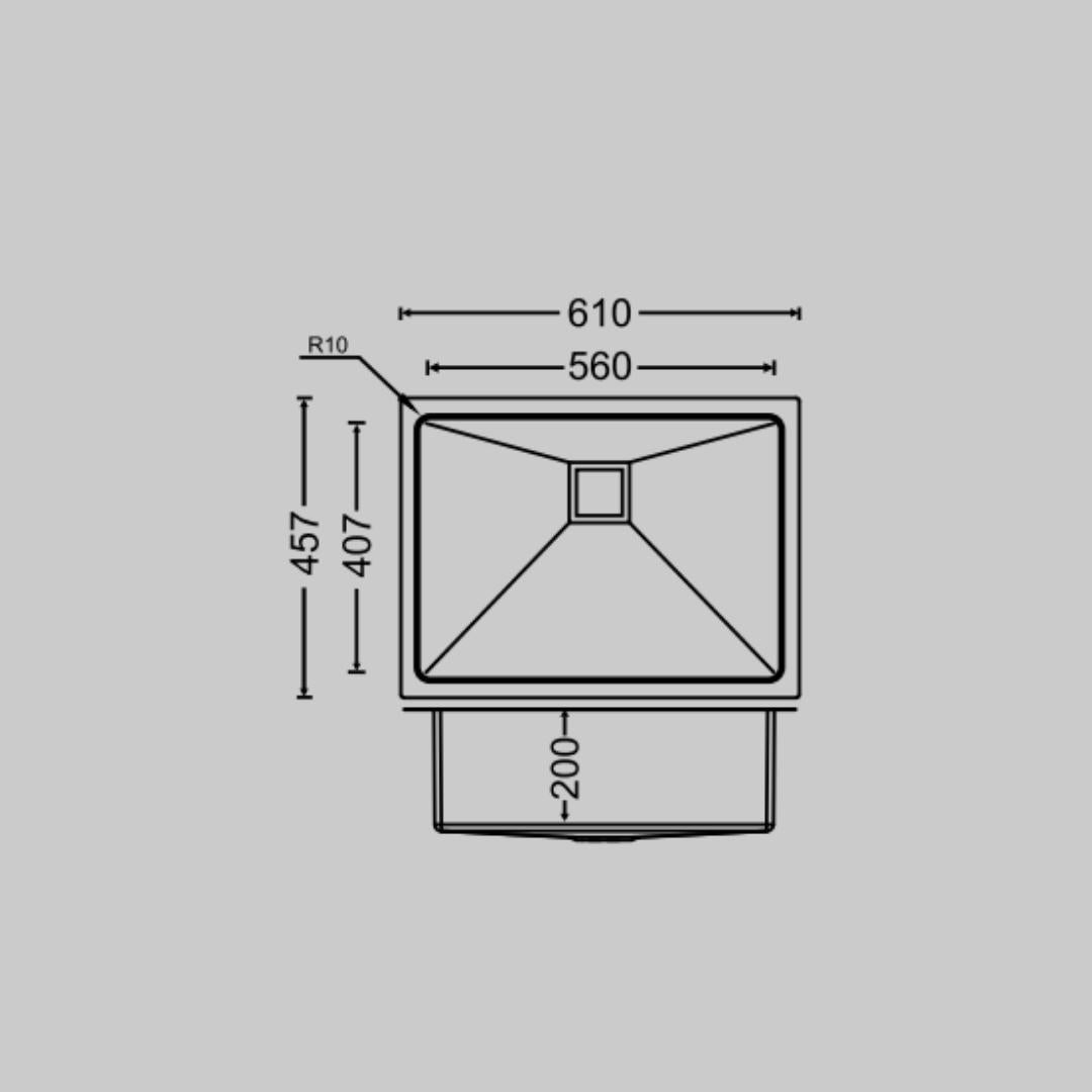 Carysil Stainless Steel Sink Micro Radius R 10 MICRO RADIUS R 10 PVD FINISH SINGLE BOWL 24 X 18 X 8 ( 24 x 18 inches ) - Gold