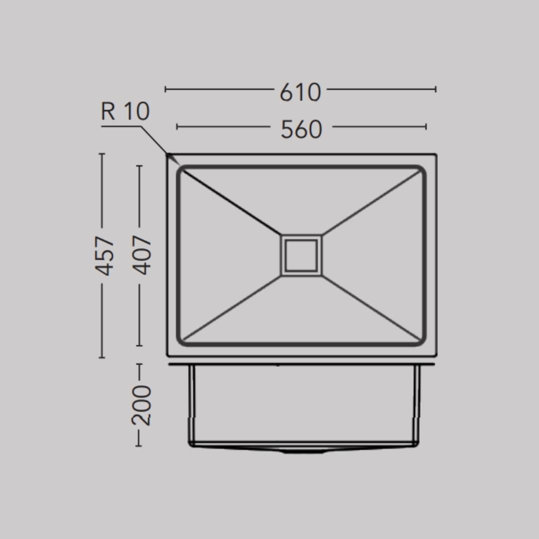 Carysil Stainless Steel Sink Micro Radius R 10 MICRO RADIUS R 10 SINGLE BOWL 24 X 18 X 8 ( 24 x 17 inches ) - Matt