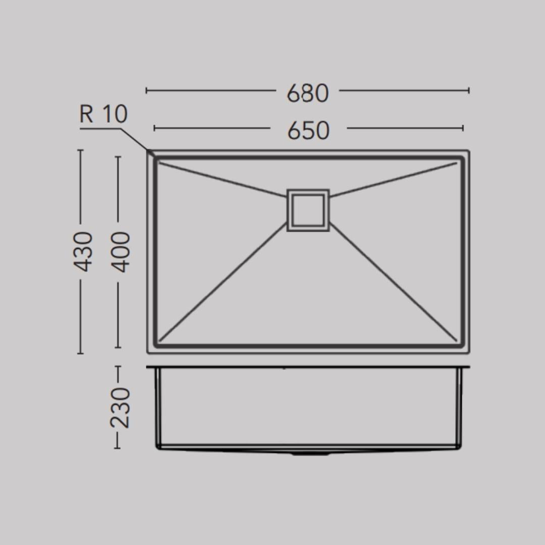 Carysil Stainless Steel Sink Micro Radius R 10 MICRO RADIUS R 10 SINGLE BOWL 27 X 17 X 9 ( 27 x 17 inches ) - Matt