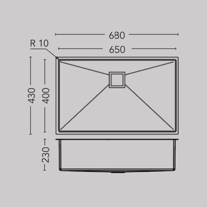 Carysil Stainless Steel Sink Micro Radius R 10 MICRO RADIUS R 10 SINGLE BOWL 27 X 17 X 9 ( 27 x 17 inches ) - Matt