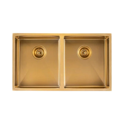 Carysil Stainless Steel Sink Micro Radius R 10 MICRO RADIUS R 10 PVD FINISH DOUBLE BOWL 34 X 17 X 8 ( 34 x 17 inches ) - Gold