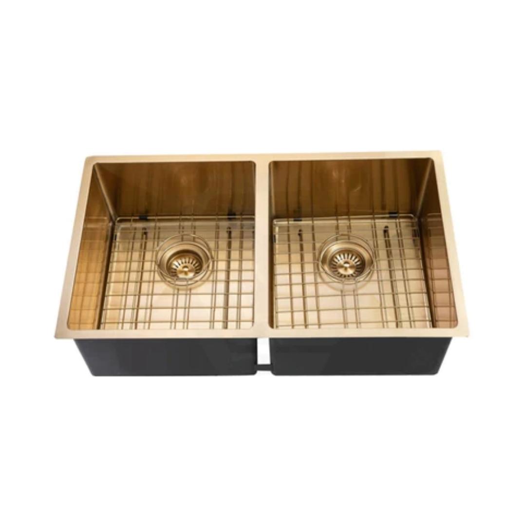Carysil Stainless Steel Sink Micro Radius R 10 MICRO RADIUS R 10 PVD FINISH DOUBLE BOWL 34 X 17 X 8 ( 34 x 17 inches ) - Gold