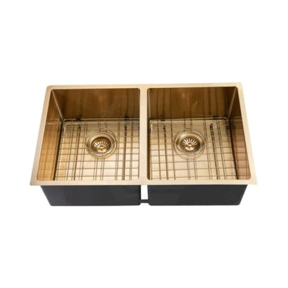 Carysil Stainless Steel Sink Micro Radius R 10 MICRO RADIUS R 10 PVD FINISH DOUBLE BOWL 34 X 17 X 8 ( 34 x 17 inches ) - Gold