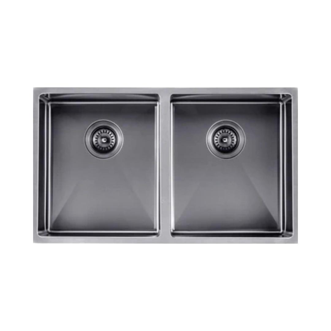 Carysil Stainless Steel Sink Micro Radius R 10 MICRO RADIUS R 10 PVD FINISH DOUBLE BOWL 34 X 17 X 8 ( 34 x 17 inches ) - Gun Metal