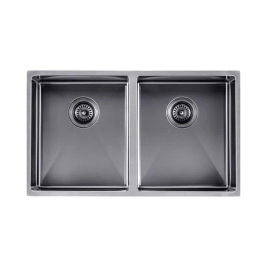 Carysil Stainless Steel Sink Micro Radius R 10 MICRO RADIUS R 10 PVD FINISH DOUBLE BOWL 34 X 17 X 8 ( 34 x 17 inches ) - Gun Metal