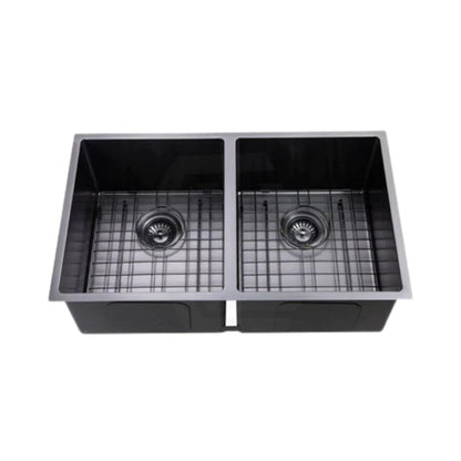 Carysil Stainless Steel Sink Micro Radius R 10 MICRO RADIUS R 10 PVD FINISH DOUBLE BOWL 34 X 17 X 8 ( 34 x 17 inches ) - Gun Metal