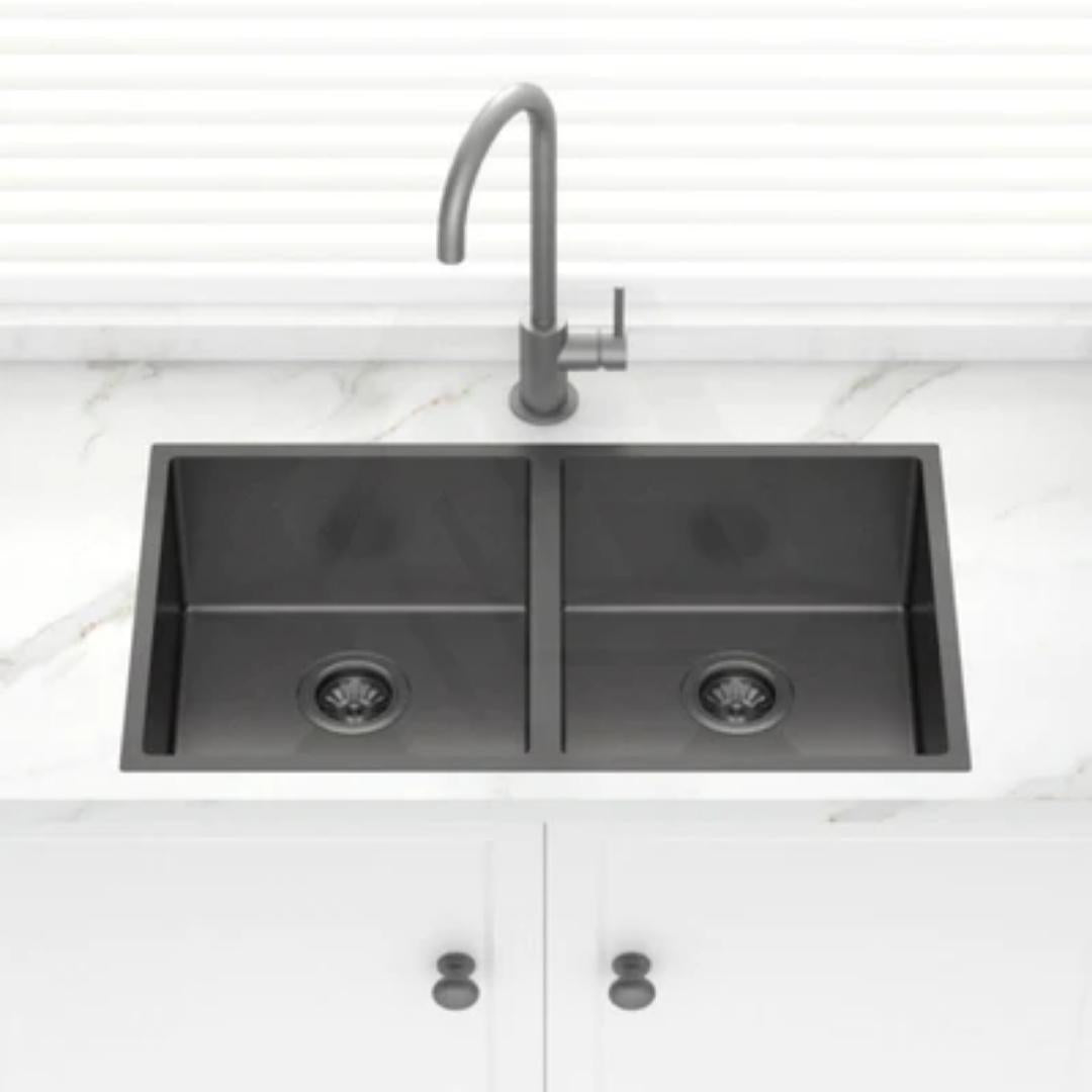 Carysil Stainless Steel Sink Micro Radius R 10 MICRO RADIUS R 10 PVD FINISH DOUBLE BOWL 34 X 17 X 8 ( 34 x 17 inches ) - Gun Metal