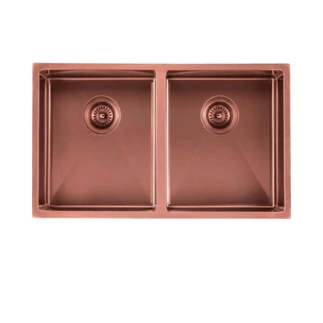 Carysil Stainless Steel Sink Micro Radius R 10 MICRO RADIUS R 10 PVD FINISH DOUBLE BOWL 34 X 17 X 8 ( 34 x 17 inches ) - Rose Gold