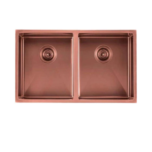 Carysil Stainless Steel Sink Micro Radius R 10 MICRO RADIUS R 10 PVD FINISH DOUBLE BOWL 34 X 17 X 8 ( 34 x 17 inches ) - Rose Gold