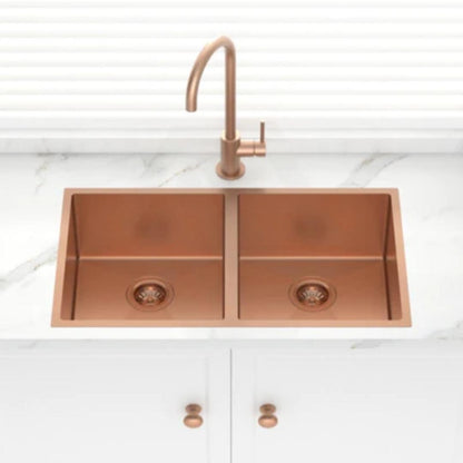 Carysil Stainless Steel Sink Micro Radius R 10 MICRO RADIUS R 10 PVD FINISH DOUBLE BOWL 34 X 17 X 8 ( 34 x 17 inches ) - Rose Gold