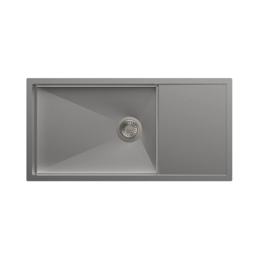Carysil Stainless Steel Sink Micro Radius R 10 MICRO RADIUS R 10 SINGLE BOWL WITH DRAINER WITH FAUCET DECK 36 X 20 X 8 ( 36 x 20 inches ) - Matt