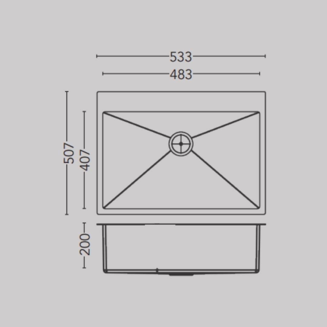 Carysil Stainless Steel Sink Micro Radius Waltz MICRO RADIUS WALTZ 21 X 20 X 8 ( 21 x 20 inches ) - Matt
