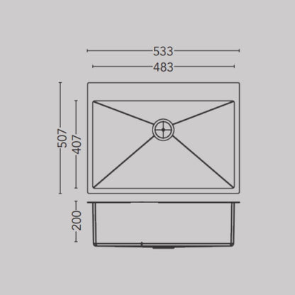 Carysil Stainless Steel Sink Micro Radius Waltz MICRO RADIUS WALTZ 21 X 20 X 8 ( 21 x 20 inches ) - Matt