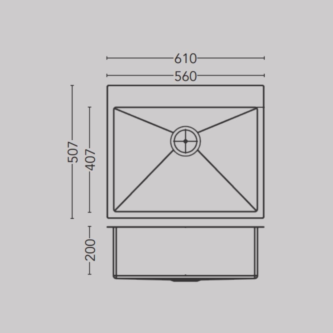 Carysil Stainless Steel Sink Micro Radius Waltz MICRO RADIUS WALTZ 24 X 20 X 8 ( 24 x 20 inches ) - Matt