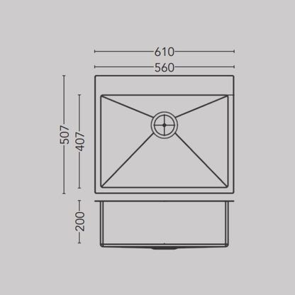 Carysil Stainless Steel Sink Micro Radius Waltz MICRO RADIUS WALTZ 24 X 20 X 8 ( 24 x 20 inches ) - Matt