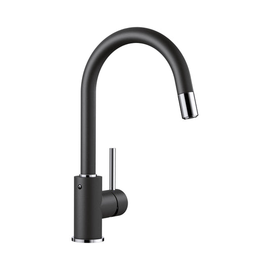 Hafele Table Mounted Pull-Down Kitchen Sink Mixer Blanco MIDA-S with Extractable Hand Shower Spout in Anthracite Finish