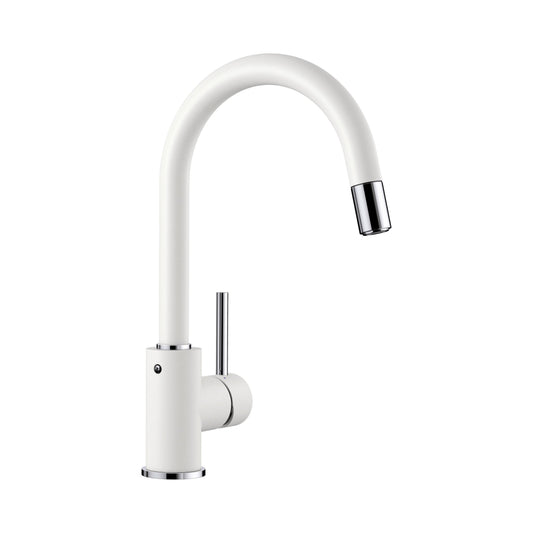 Hafele Table Mounted Pull-Down Kitchen Sink Mixer Blanco MIDA-S with Extractable Hand Shower Spout in White Finish