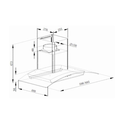 Carysil 90 cm Wall Mounted Chimney Wall Mounted Series Milan 90