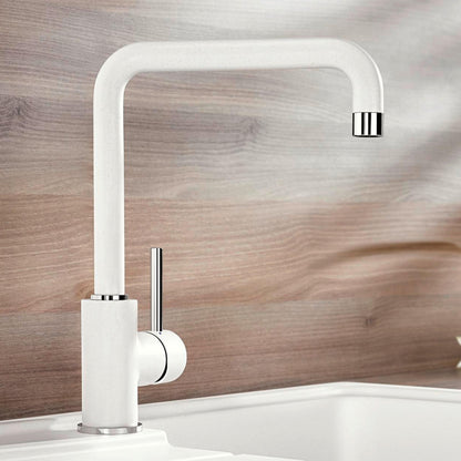 Hafele Table Mounted Regular Kitchen Sink Mixer Blanco MILI with Swinging Spout in White Finish