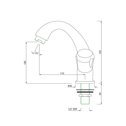 Essco Table Mounted Regular Basin Tap Marvel MQT-CHR-510AKN - Chrome