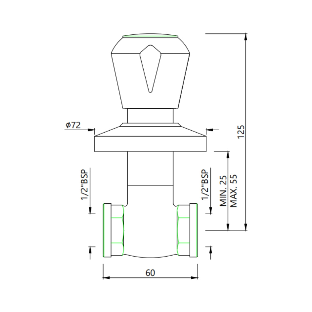 Essco Basin Area Stop Valve Marvel MQT-CHR-514EKN - Chrome