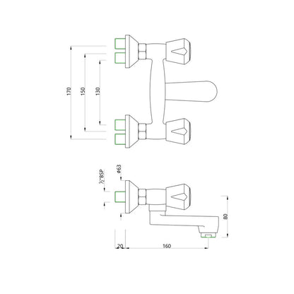 Essco 1 Way Wall Mixer Marvel MQT-CHR-520KN - Chrome Finish