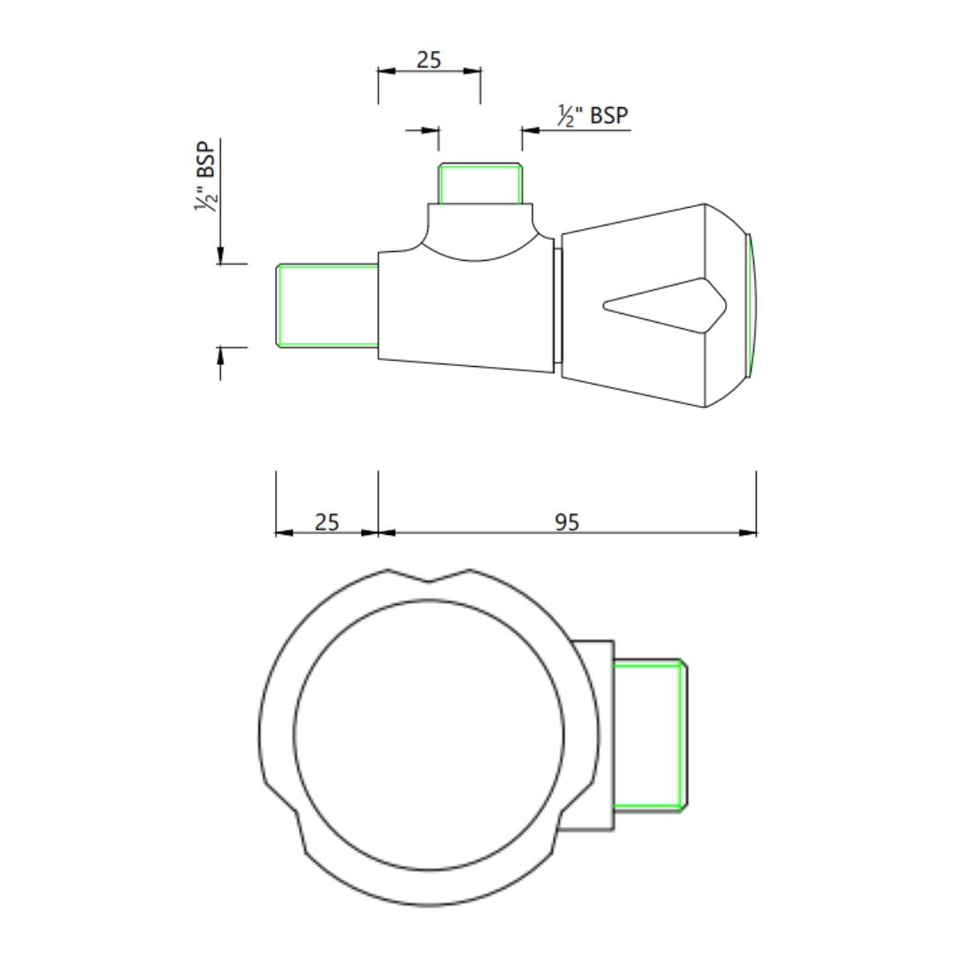 Essco Basin Area Angle Valve Marvel MQT-CHR-526NKN - Chrome