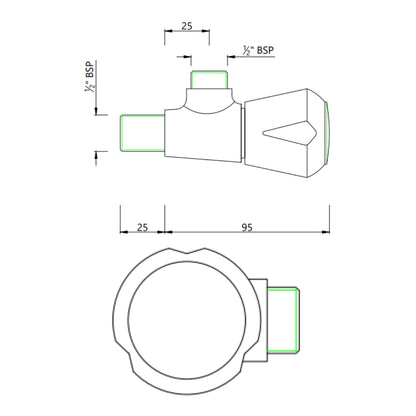 Essco Basin Area Angle Valve Marvel MQT-CHR-526NKN - Chrome