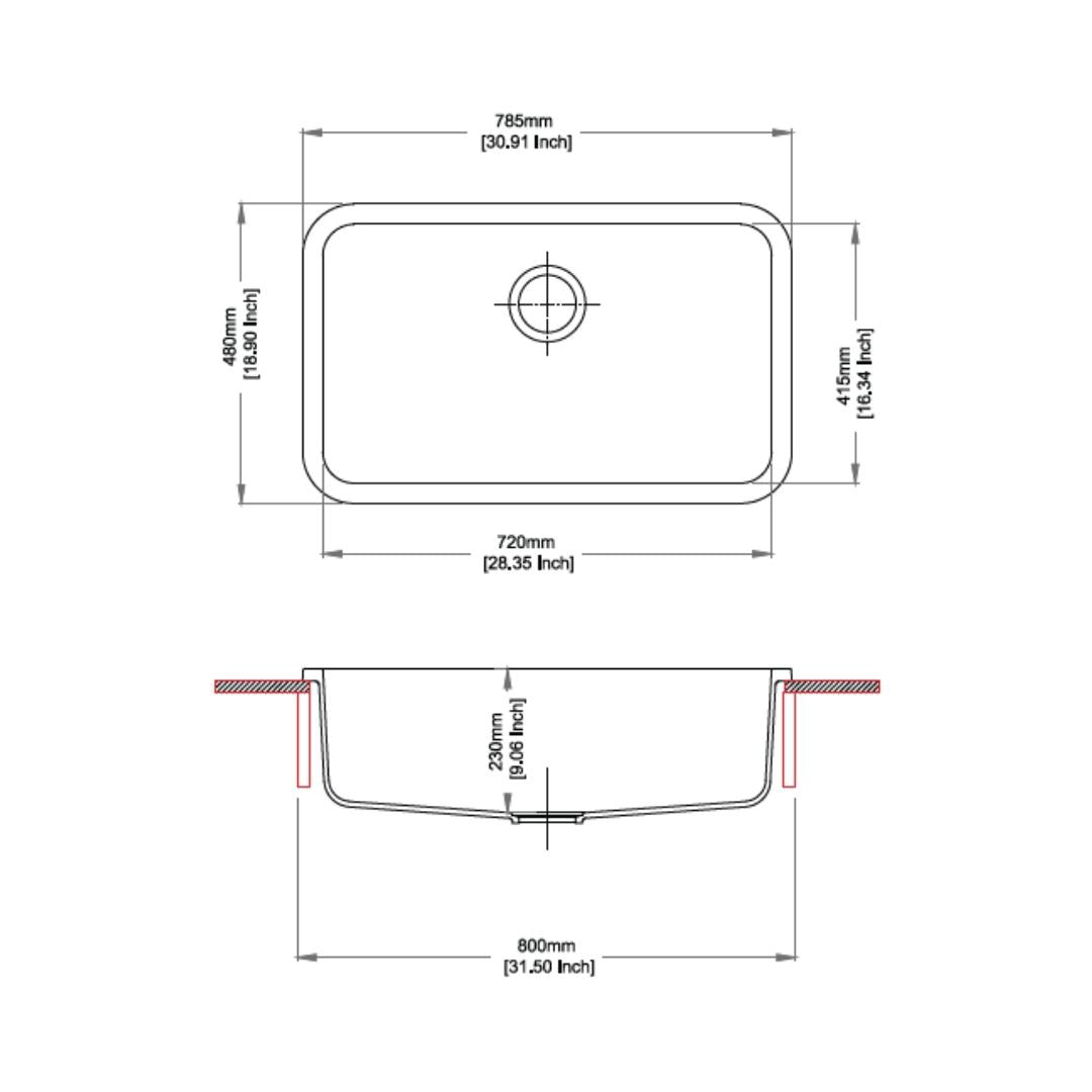 Carysil Quartz Sink Jumbo Bowl JUMBO BOWL N100 ( 31 x 19 inches )  -  Nera