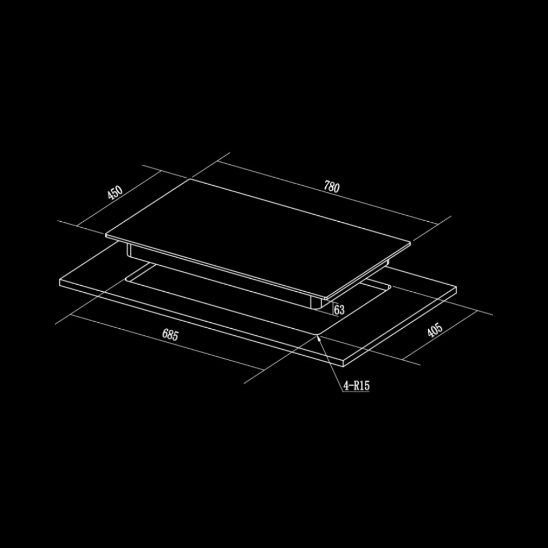 Hafele 78 cm 3 Burner Hob Altius Series ALTIUS FS 378