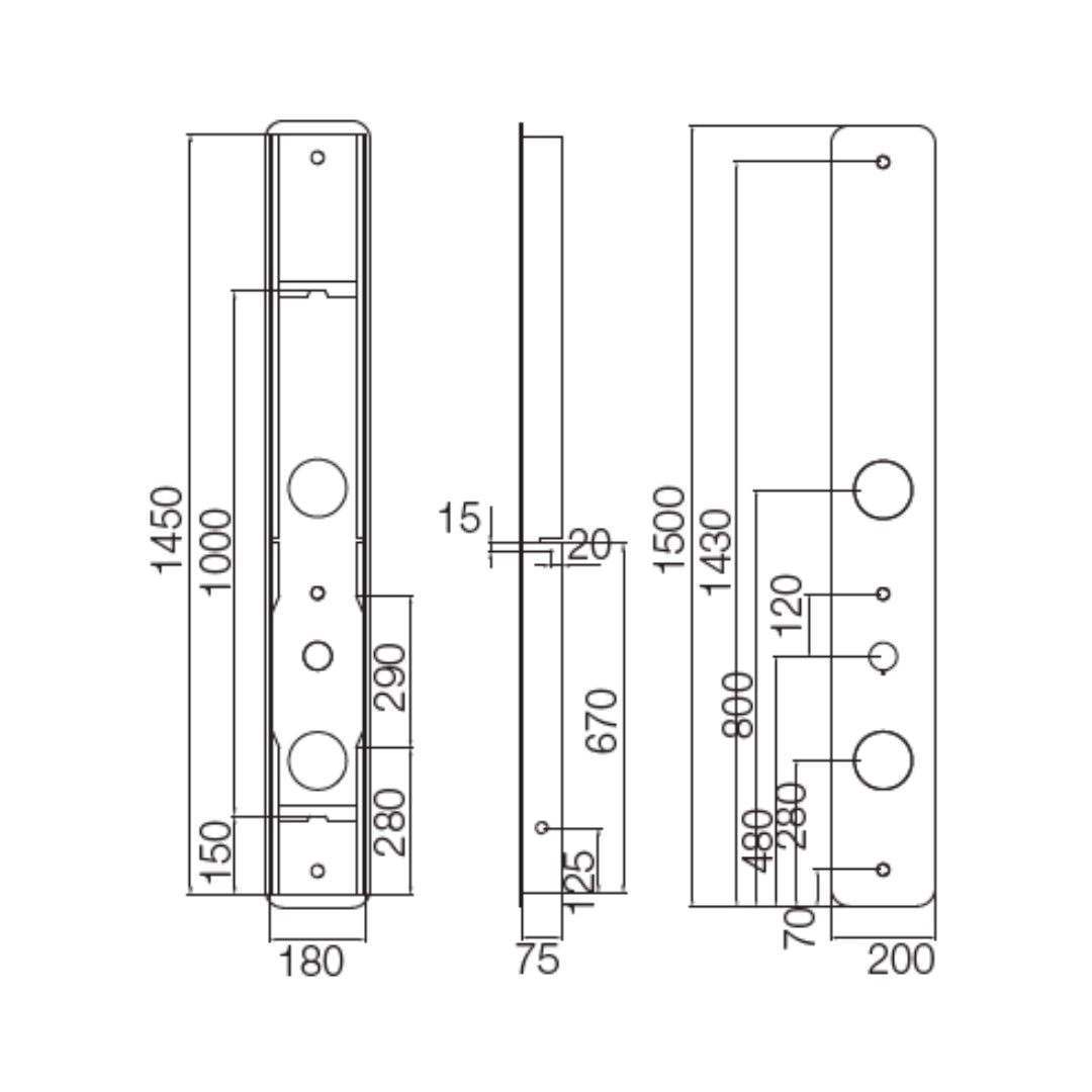 Parryware Manual 3 Way Shower Panel C884199 - Stainless Steel Glass
