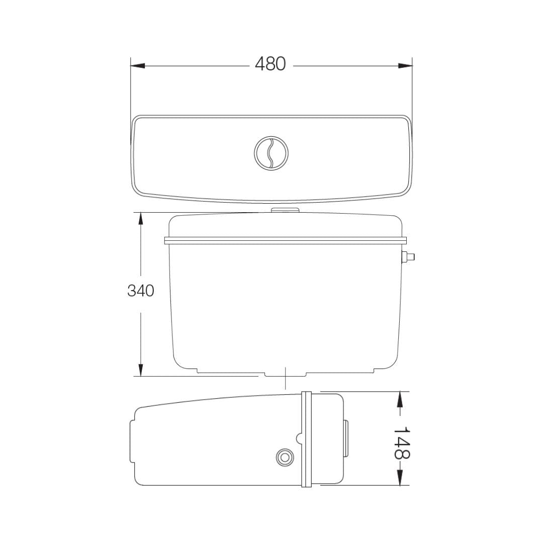 Parryware Economy External Wall Mounted Cistern Without Frame E8109 - White
