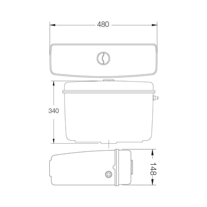 Parryware Economy External Wall Mounted Cistern Without Frame E8109 - White