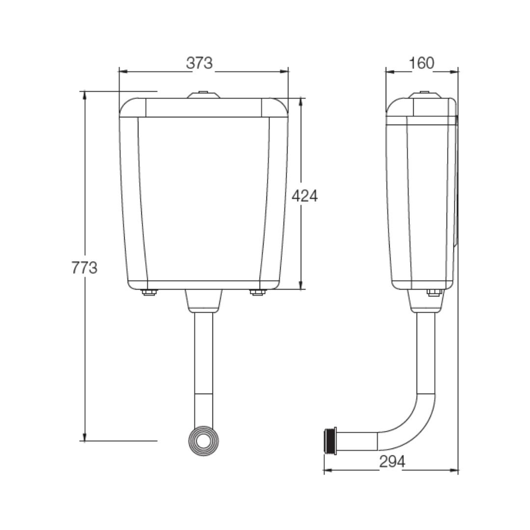 Parryware Virtic External Wall Mounted Cistern Without Frame E8320 - White