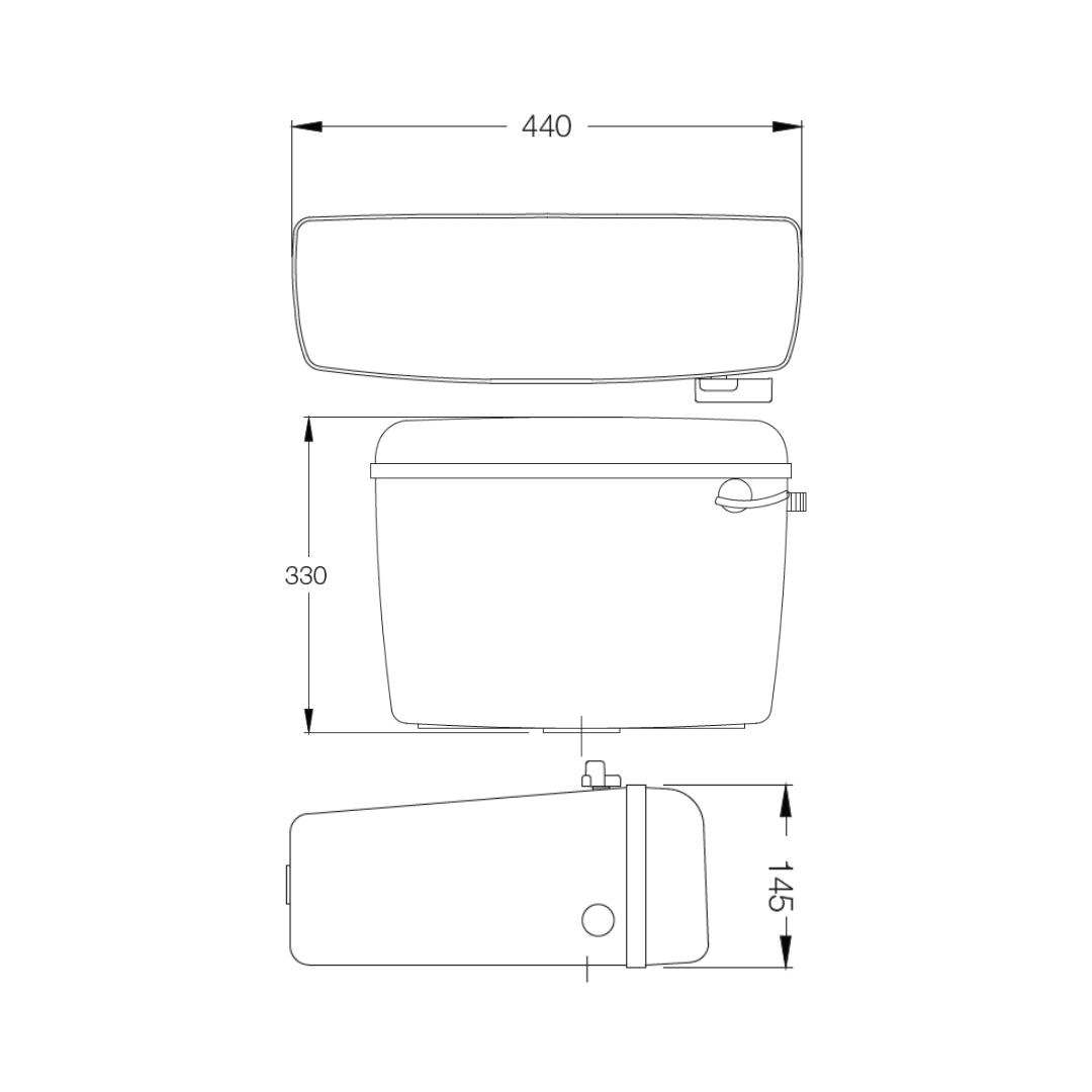 Parryware Standard External Wall Mounted Cistern Without Frame E8333 - White