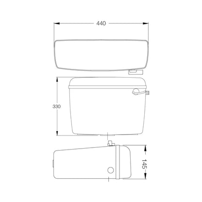 Parryware Standard External Wall Mounted Cistern Without Frame E8333 - White