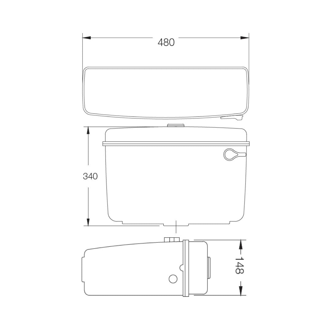 Parryware Glamour Economy External Wall Mounted Cistern Without Frame E8373 - White