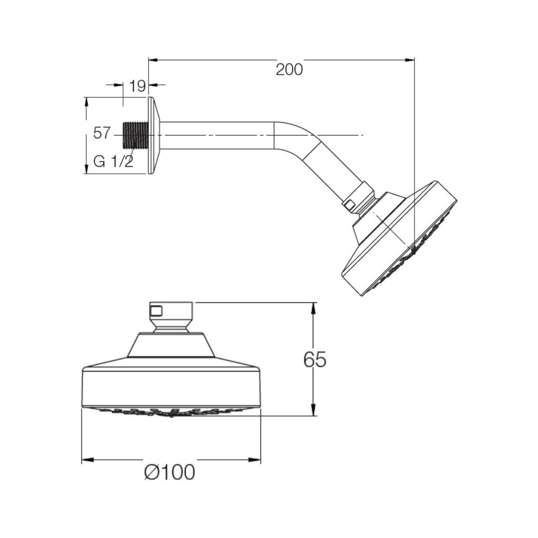 Parryware Single Flow Overhead Shower E8380A1 - Chrome