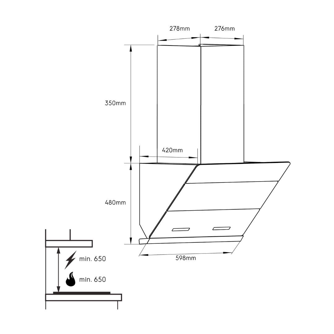 Electrolux 60 cm Wall Mounted Chimney UltimateTaste 500 Series ECS6691G