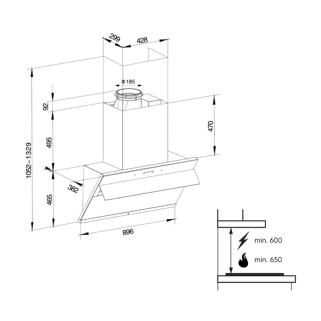 Electrolux 90 cm Wall Mounted Chimney UltimateTaste 500 Series ECS9610K