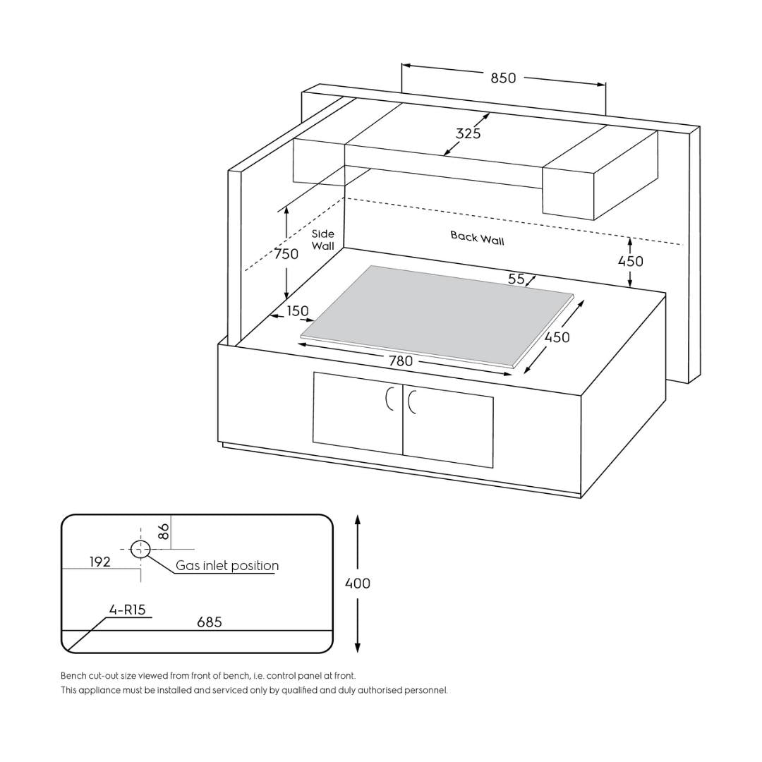 Electrolux 90 cm Wall Mounted Chimney UltimateTaste 700 Series ECS9941GB + Electrolux 78 cm 3 Burner Hob UltimateTaste 300 EHG7330BC